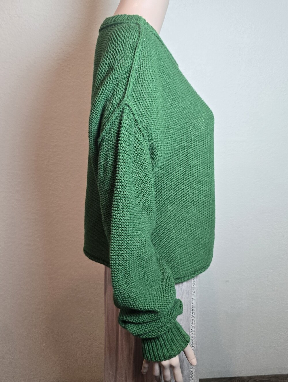 FREE PEOPLE Green Sweater Size Small Rn 66170 Cozy Knit Crewneck Sweater - Green - Picture 5 of 9
